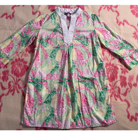 Lilly Pulitzer X Pea in the Pod pattern Maternity tunic blouse 100% cotton SZ M - Picture 1 of 9